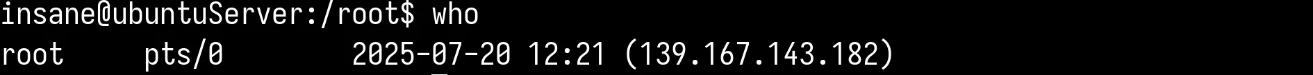 Output of who command
